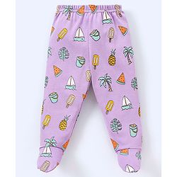 Babyhug Cotton Knit Footed Length Bootie Leggings Striped & Boat Print Pack of 3 - Multicolour