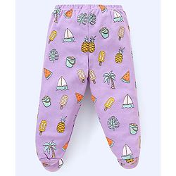 Babyhug Cotton Knit Footed Length Bootie Leggings Striped & Boat Print Pack of 3 - Multicolour