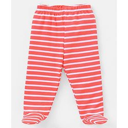 Babyhug Cotton Full Length Bootie Pants Stripes & Fruit Print Pack Of 3- Green & Blue