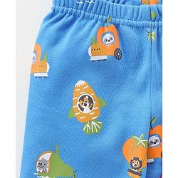 Babyhug Cotton Full Length Bootie Pants Stripes & Fruit Print Pack Of 3- Green & Blue
