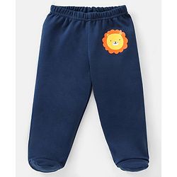 Babyhug Cotton Full Length Bootie Pants Stripes & Lion Print Pack Of 3- Blue & Orange