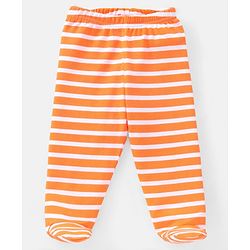 Babyhug Cotton Full Length Bootie Pants Stripes & Lion Print Pack Of 3- Blue & Orange