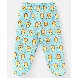 Babyhug Cotton Full Length Bootie Pants Stripes & Lion Print Pack Of 3- Blue & Orange