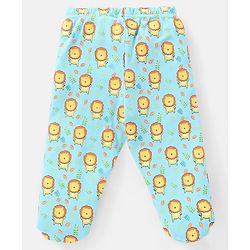 Babyhug Cotton Full Length Bootie Pants Stripes & Lion Print Pack Of 3- Blue & Orange