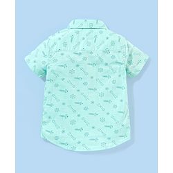 Babyhug 100% Cotton Half Sleeves Tools Print Shirt - Aqua