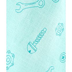 Babyhug 100% Cotton Half Sleeves Tools Print Shirt - Aqua