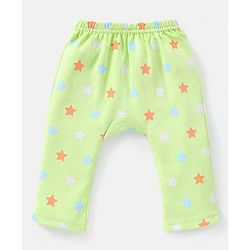 Babyhug Cotton Full Length Diaper Pants Stars & Milk Print Pack Of 3- Orange & Green