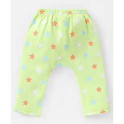 Babyhug Cotton Full Length Diaper Pants Stars & Milk Print Pack Of 3- Orange & Green
