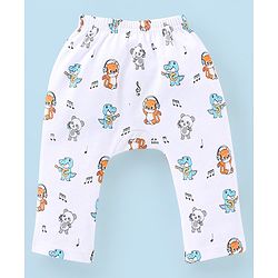 Babyhug Cotton Full Length Dino Print Diaper Leggings Pack Of 3 - Blue White & Orange