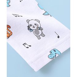 Babyhug Cotton Full Length Dino Print Diaper Leggings Pack Of 3 - Blue White & Orange