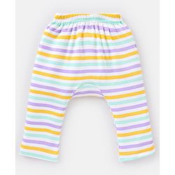 Babyhug Full Length Cotton Diaper Leggings Striped and Candy Print Pack of  3 - Purple Yellow