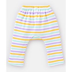 Babyhug Full Length Cotton Diaper Leggings Striped and Candy Print Pack of  3 - Purple Yellow