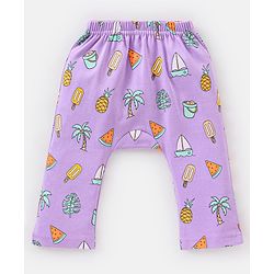 Babyhug Full Length Cotton Diaper Leggings Striped and Candy Print Pack of  3 - Purple Yellow