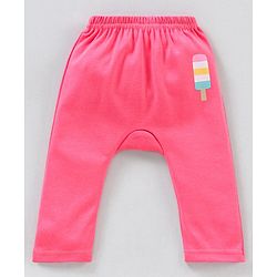 Babyhug Cotton Knit Full Length Striped Diaper Leggings Ice Cream Theme Print Pack of 3 - Pink & Peach