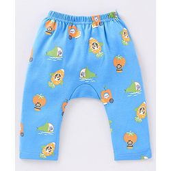 Babyhug Cotton Full Length Diaper Pants Wild Animals & Stripes Print Pack Of 3- Red Green & Blue