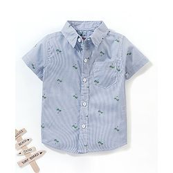 Babyhug Cotton Half Sleeves Palm Tree Printed Shirt - Blue