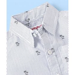 Babyhug 100% Cotton Woven Half Sleeve Regular Collar Striped Shirt Palm Tree Print - Blue