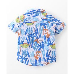 Babyhug 100% Cotton Half Sleeves Leaf Printed Shirt With Solid Inner T-Shirt - White Blue & Green