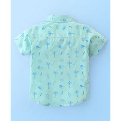 Babyhug 100% Cotton Half Sleeves Palm Tree Print Shirt with T-Shirt - Blue
