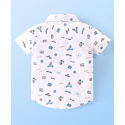 Babyhug 100% Cotton Woven Half Sleeves Shirt with Inner T-Shirt with Always Travel Print - White