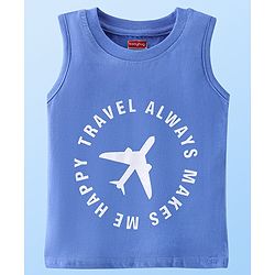 Babyhug 100% Cotton Woven Half Sleeves Shirt with Inner T-Shirt with Always Travel Print - White