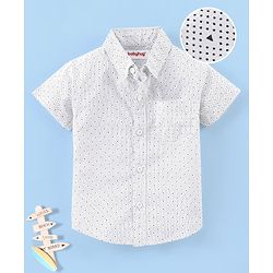 Babyhug 100% Cotton Half Sleeves Shirt Triangles Print - White