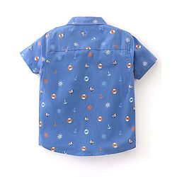 Babyhug 100% Cotton Half Sleeves Bird Print Shirt - Blue