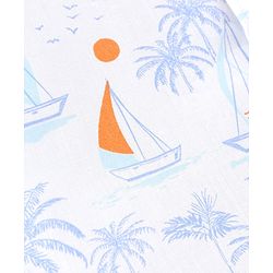 Babyhug 100% Cotton Woven Half Sleeves Regular Collar One Pocket Shirt Tropical Print - White