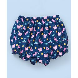 Babyhug Cotton Knit Bloomers Heart & Butterfly Print Pack of 3 - Pink White & Blue