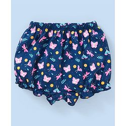 Babyhug Cotton Knit Bloomers Heart & Butterfly Print Pack of 3 - Pink White & Blue