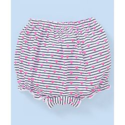 Babyhug Cotton Knit Bloomers Heart & Butterfly Print Pack of 3 - Pink White & Blue