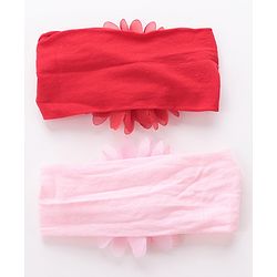 Babyhug Free Size Headbands with Flower Applique Pack of 2 - Pink & Red