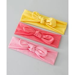 Babyhug Free Size Headbands with Bow Applique Pack of 3 - Pink & Yellow