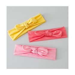 Babyhug Free Size Headbands with Bow Applique Pack of 3 - Pink & Yellow