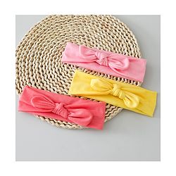 Babyhug Free Size Headbands with Bow Applique Pack of 3 - Pink & Yellow