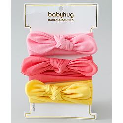 Babyhug Free Size Headbands with Bow Applique Pack of 3 - Pink & Yellow