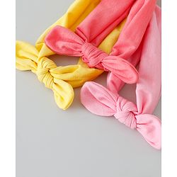 Babyhug Free Size Headbands with Bow Applique Pack of 3 - Pink & Yellow