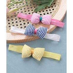 Babyhug Headbands with Bow Applique Free Size Pack of 3 - Yellow Blue & Pink