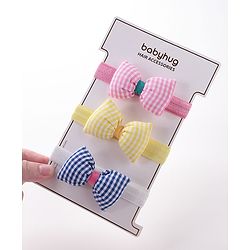 Babyhug Headbands with Bow Applique Free Size Pack of 3 - Yellow Blue & Pink