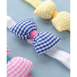 Babyhug Headbands with Bow Applique Free Size Pack of 3 - Yellow Blue & Pink
