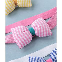 Babyhug Headbands with Bow Applique Free Size Pack of 3 - Yellow Blue & Pink