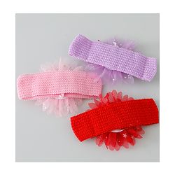 Babyhug Free Size Headbands with Floral Applique Pack of 3 - Red Purple & Pink