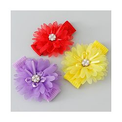 Babyhug Headbands with Flower Applique Free Size Pack of 3 - Yellow & Purple