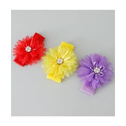 Babyhug Headbands with Flower Applique Free Size Pack of 3 - Yellow & Purple