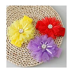Babyhug Headbands with Flower Applique Free Size Pack of 3 - Yellow & Purple