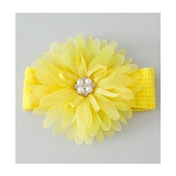 Babyhug Headbands with Flower Applique Free Size Pack of 3 - Yellow & Purple