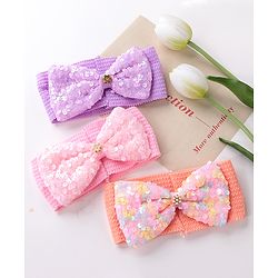 Babyhug Free Size Headbands with Bow Applique Pack of 3 - Multicolour