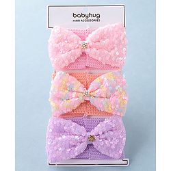 Babyhug Free Size Headbands with Bow Applique Pack of 3 - Multicolour
