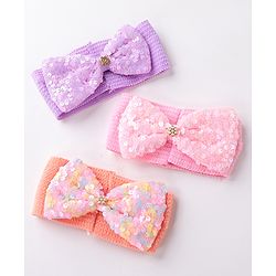 Babyhug Free Size Headbands with Bow Applique Pack of 3 - Multicolour