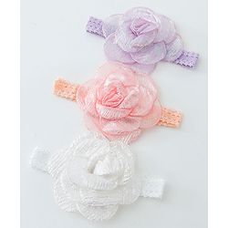 Babyhug Free Size Head Band with Floral Applique  Set of 3 - Multicolour
